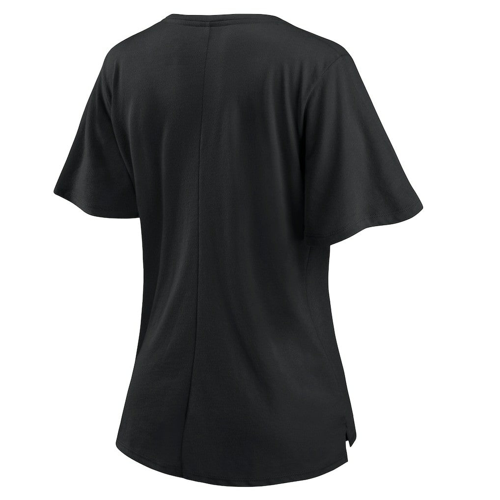New Orleans Saints Women's Southpaw Flutter V-Neck T-Shirt Black