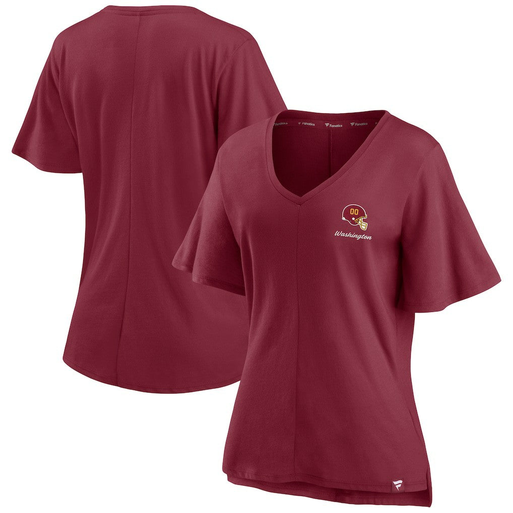 Washington Football Team Women's Southpaw Flutter V-Neck T-Shirt Burgundy