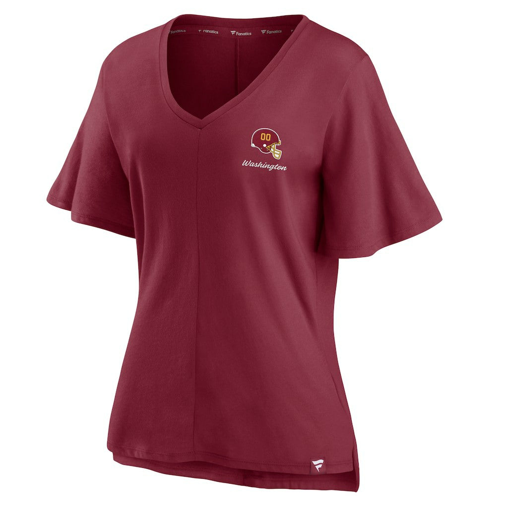 Washington Football Team Women's Southpaw Flutter V-Neck T-Shirt Burgundy