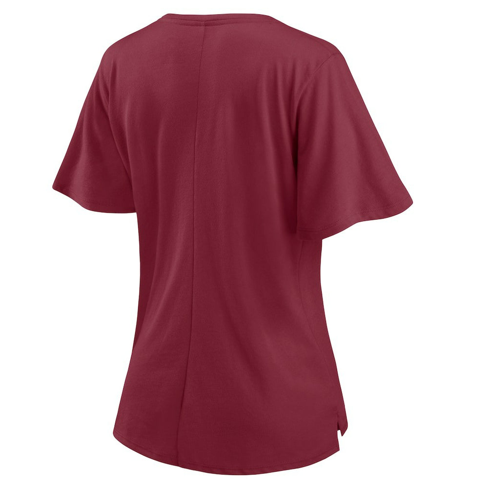 Washington Football Team Women's Southpaw Flutter V-Neck T-Shirt Burgundy