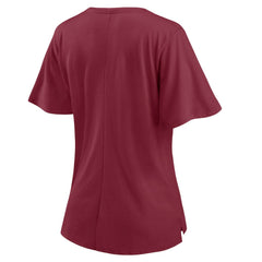 Washington Football Team Women's Southpaw Flutter V-Neck T-Shirt Burgundy