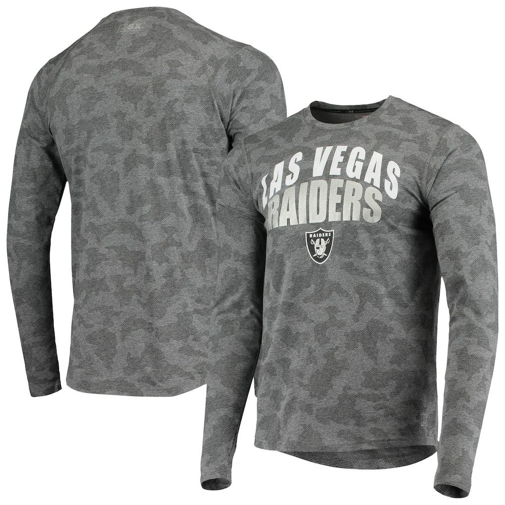 Las Vegas Raiders MSX by Michael Strahan Camo Performance Long Sleeve T-Shirt Black