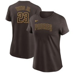 Fernando Tatis Jr. San Diego Padres Nike Women's Name & Number T-Shirt - Brown T-shirts
