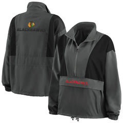 NHL Chicago Blackhawks WEAR by Erin Andrews Women's Popover Packable Half-Zip Jacket - Charcoal