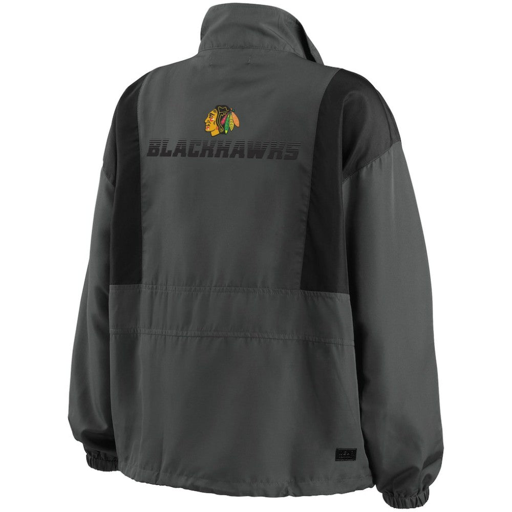 NHL Chicago Blackhawks WEAR by Erin Andrews Women's Popover Packable Half-Zip Jacket - Charcoal