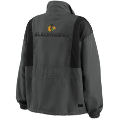 NHL Chicago Blackhawks WEAR by Erin Andrews Women's Popover Packable Half-Zip Jacket - Charcoal