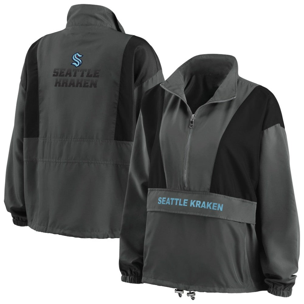 NHL Seattle Kraken WEAR by Erin Andrews Women's Popover Packable Half-Zip Jacket - Charcoal