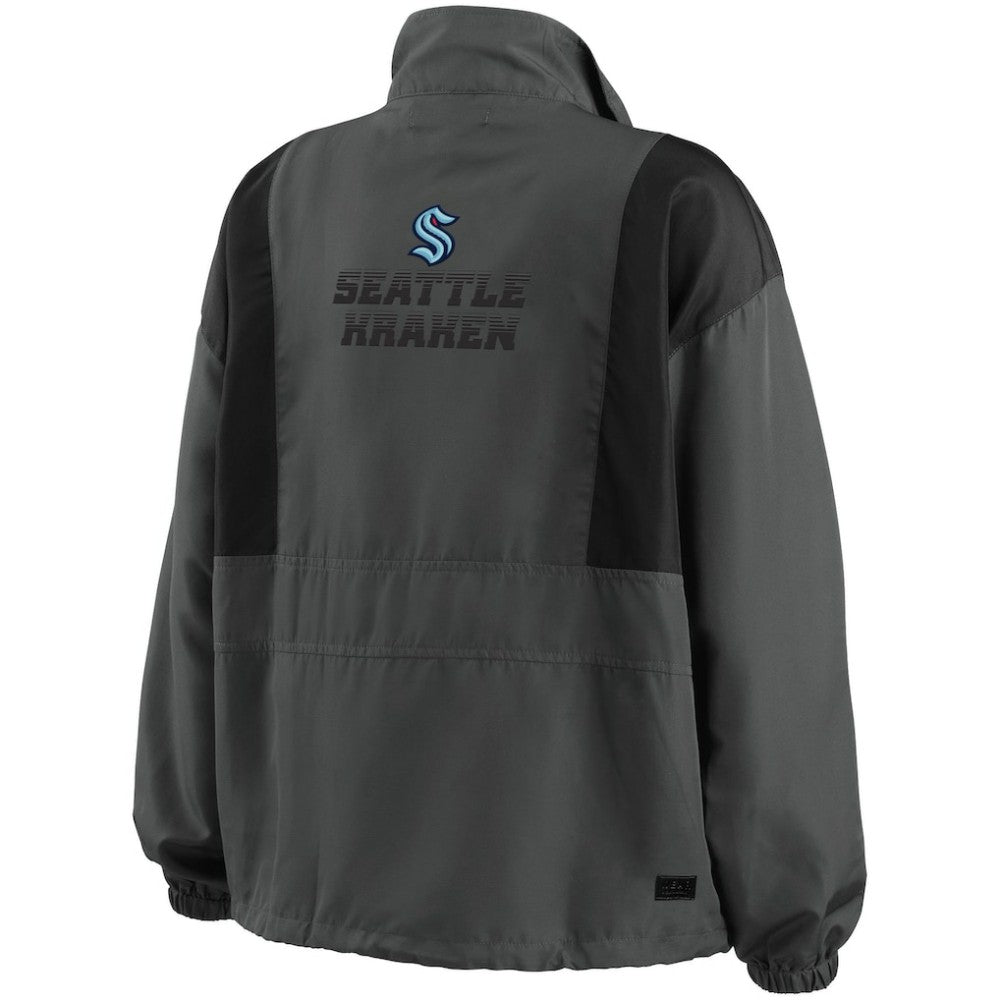 NHL Seattle Kraken WEAR by Erin Andrews Women's Popover Packable Half-Zip Jacket - Charcoal