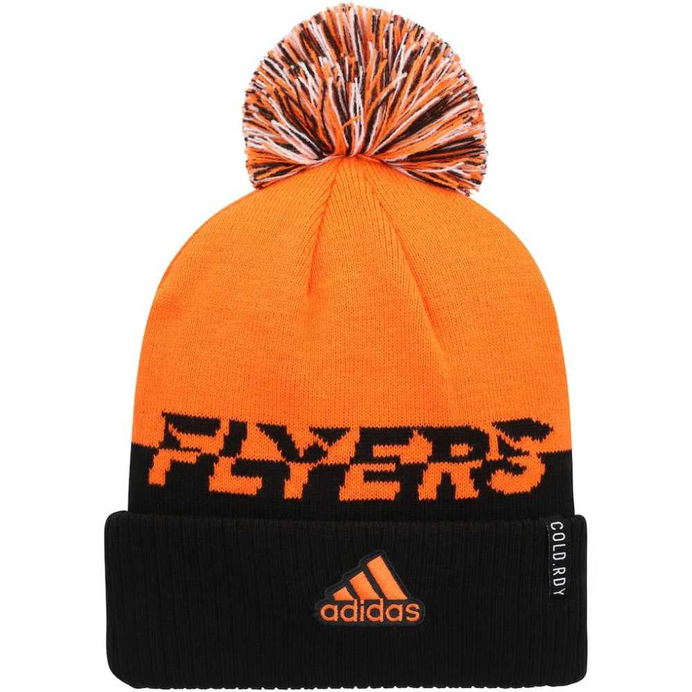NHL Philadelphia Flyers adidas COLD.RDY Cuffed Knit Hat with Pom - Orange/Black