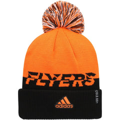 NHL Philadelphia Flyers adidas COLD.RDY Cuffed Knit Hat with Pom - Orange/Black