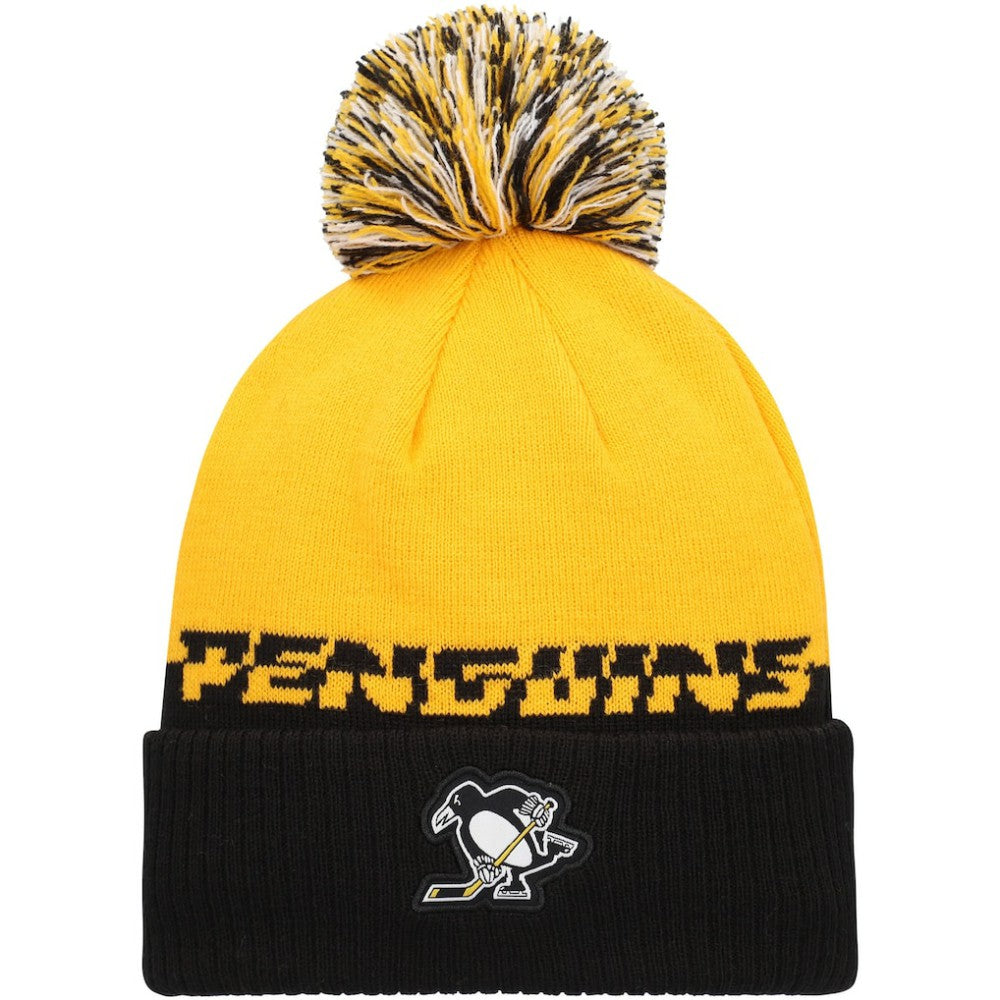 NHL Pittsburgh Penguins adidas COLD.RDY Cuffed Knit Hat with Pom - Yellow/Black