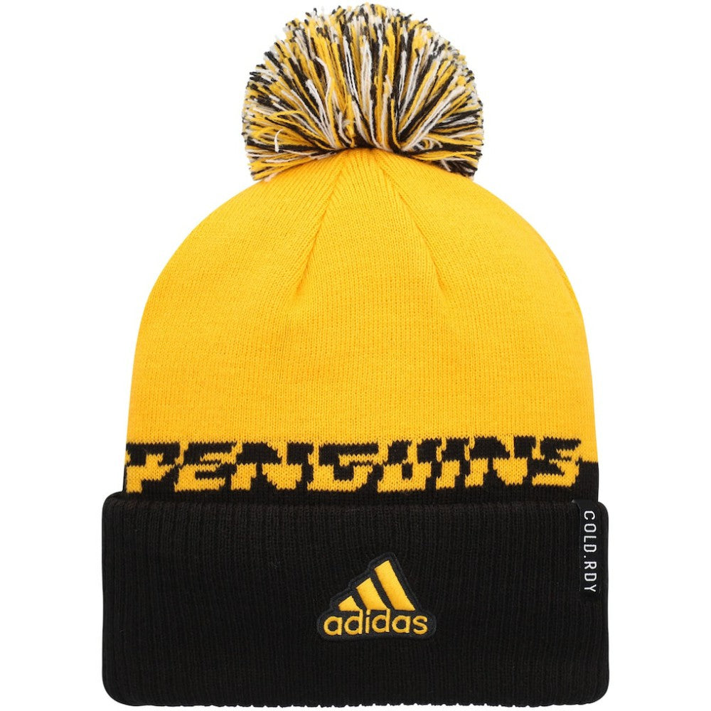 NHL Pittsburgh Penguins adidas COLD.RDY Cuffed Knit Hat with Pom - Yellow/Black