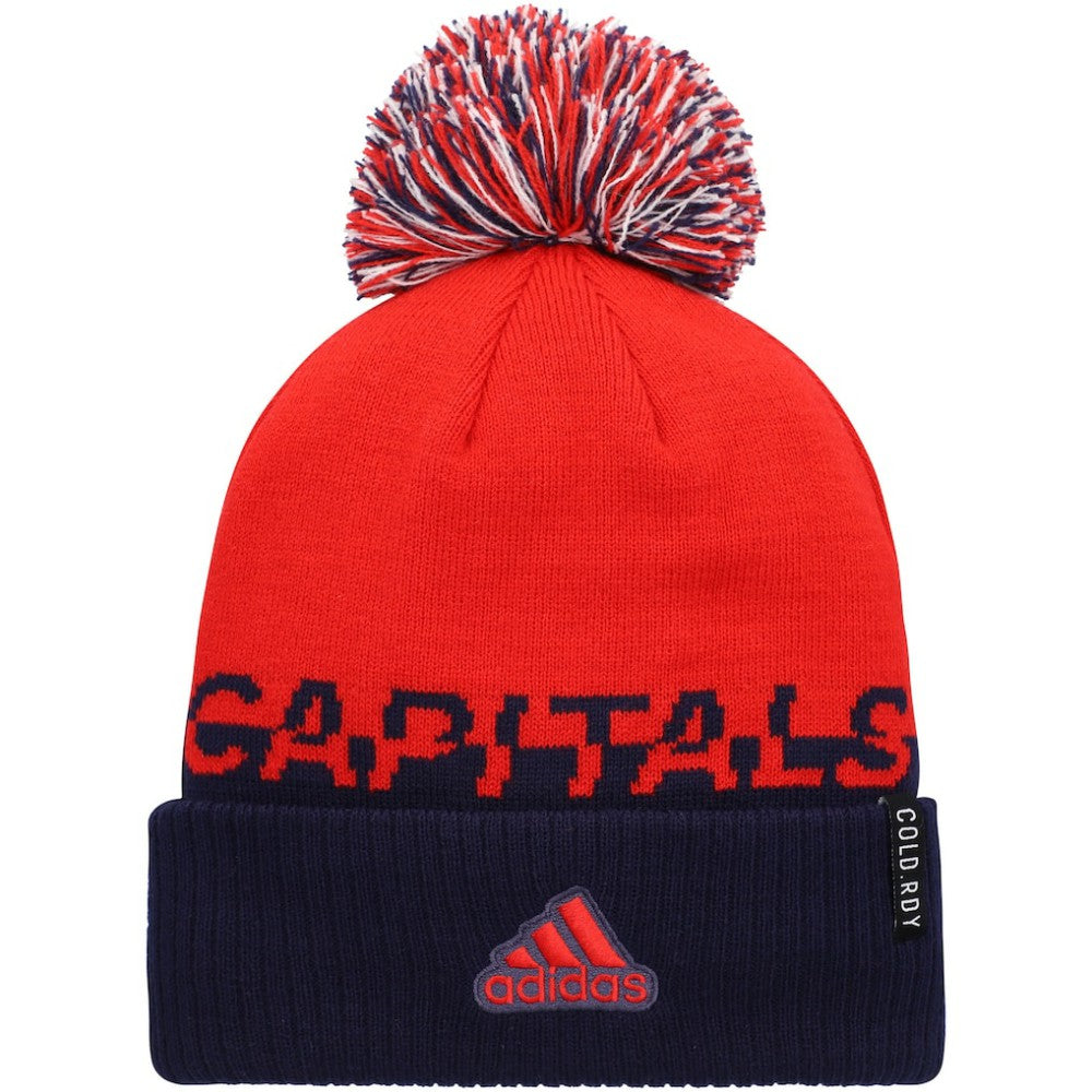 NHL Washington Capitals adidas COLD.RDY Cuffed Knit Hat with Pom - Red/Navy