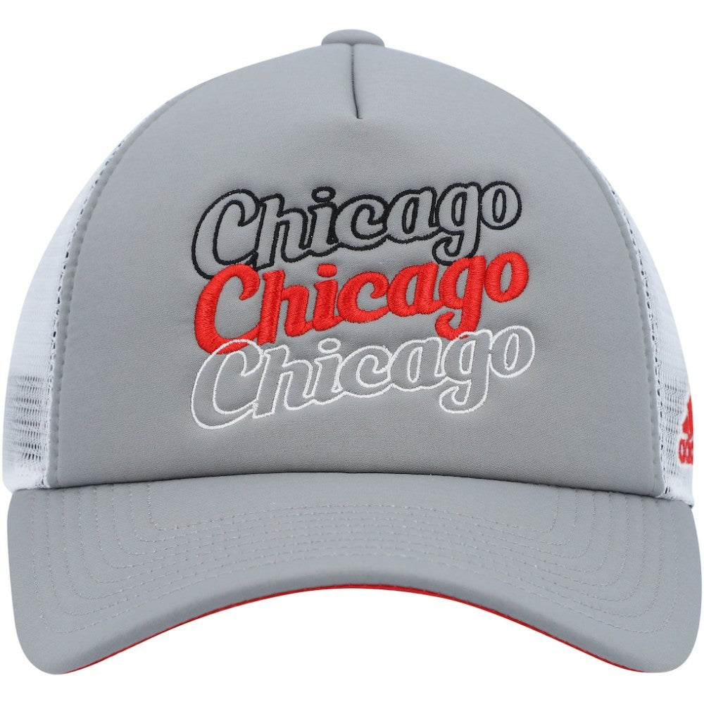 NHL Chicago Blackhawks adidas Women's Foam Trucker Snapback Hat - Gray/White