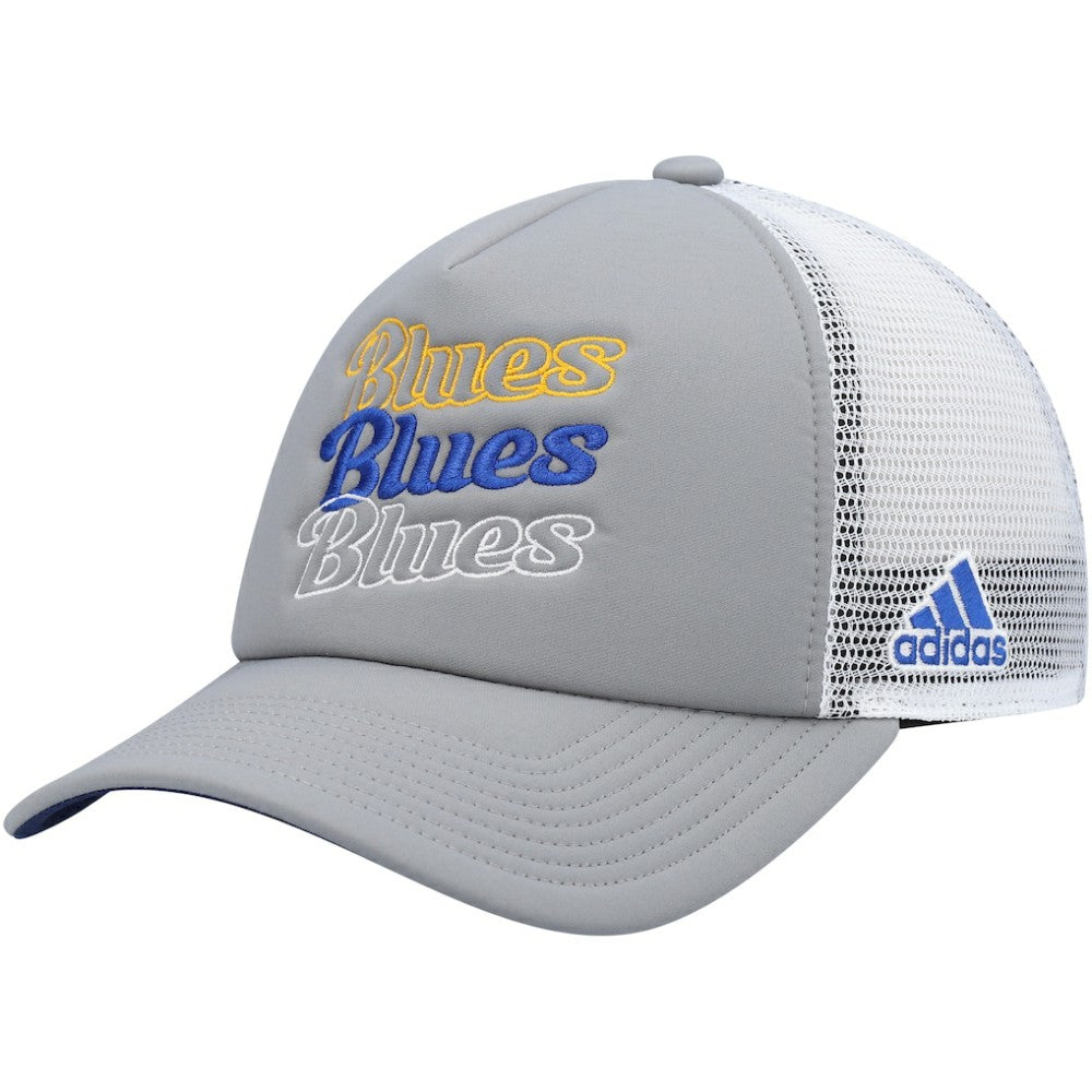 NHL St. Louis Blues adidas Women's Foam Trucker Snapback Hat - Gray/White