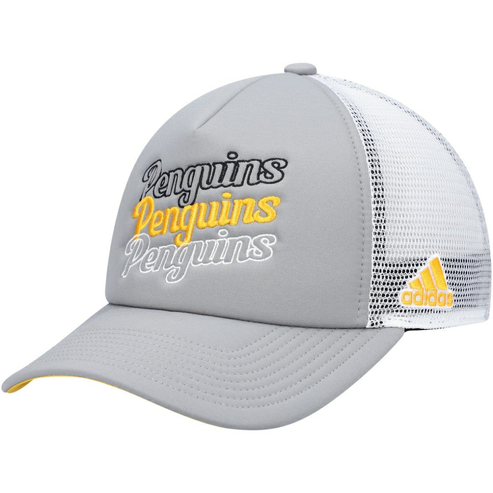 NHL Pittsburgh Penguins adidas Women's Foam Trucker Snapback Hat - Gray/White