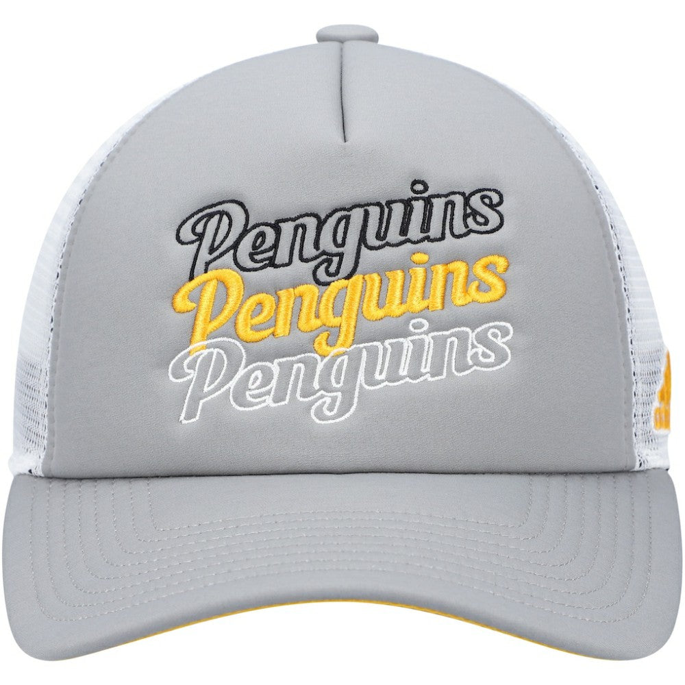 NHL Pittsburgh Penguins adidas Women's Foam Trucker Snapback Hat - Gray/White