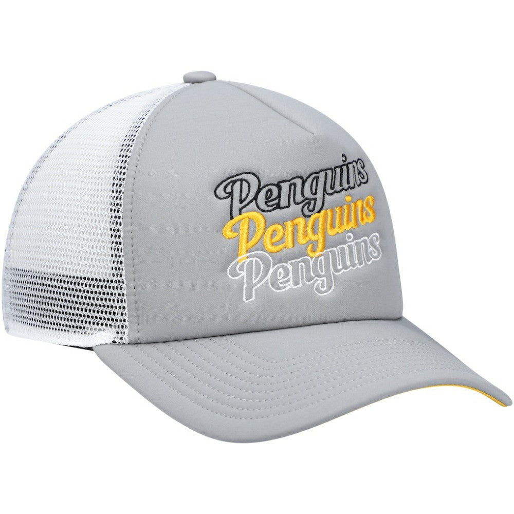 NHL Pittsburgh Penguins adidas Women's Foam Trucker Snapback Hat - Gray/White