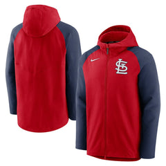 St. Louis Cardinals Nike Authentic Collection Performance Raglan Full-Zip Hoodie - Red/Navy Hoodies