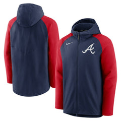 Atlanta Braves Nike Authentic Collection Performance Raglan Full-Zip Hoodie - Navy/Red Hoodies