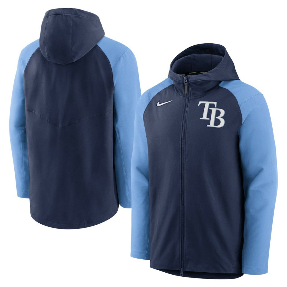 Tampa Bay Rays Nike Authentic Collection Performance Raglan Full-Zip Hoodie - Navy/Light Blue Hoodies