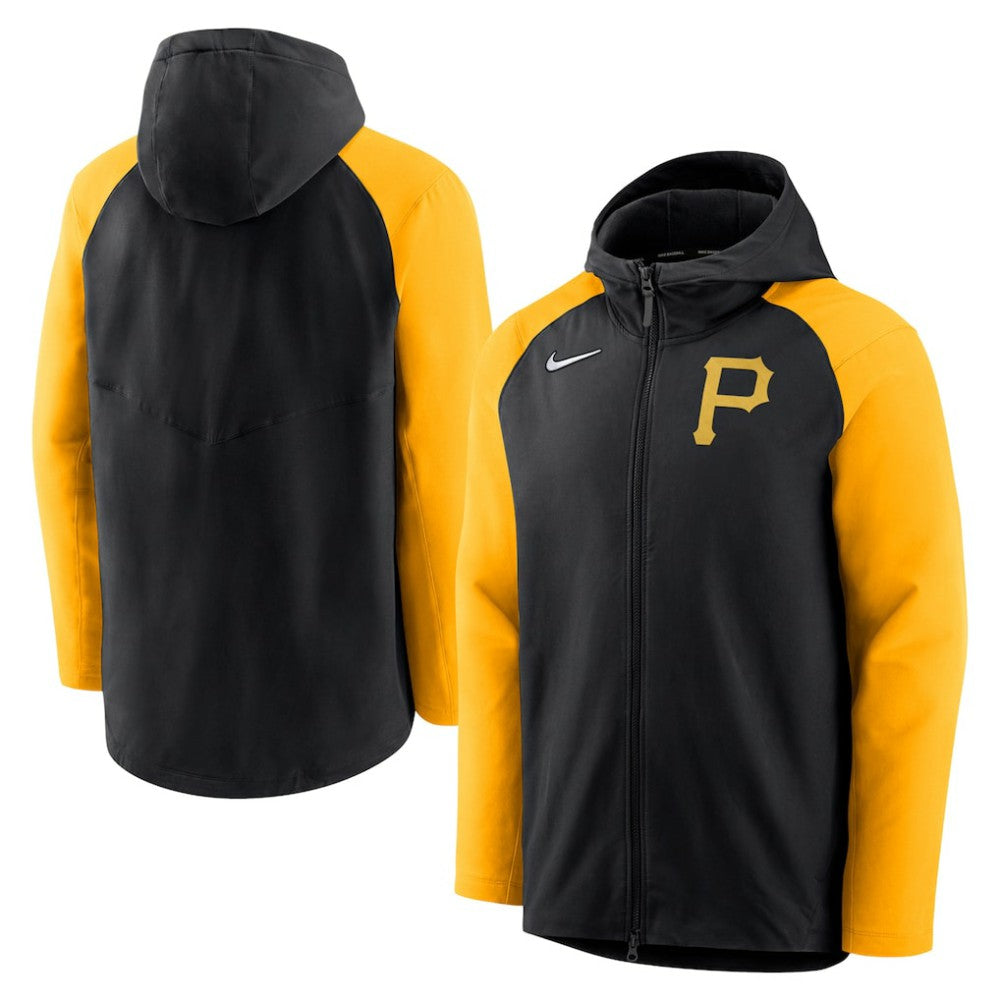 Pittsburgh Pirates Nike Authentic Collection Performance Raglan Full-Zip Hoodie - Black/Gold Hoodies