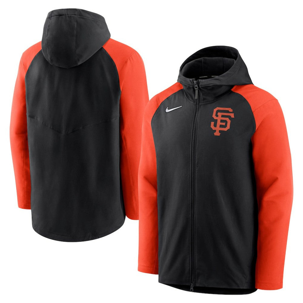 San Francisco Giants Nike Authentic Collection Performance Raglan Full-Zip Hoodie - Black/Orange Hoodies