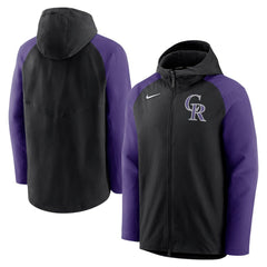 Colorado Rockies Nike Authentic Collection Performance Raglan Full-Zip Hoodie - Black/Purple Hoodies