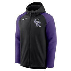 Colorado Rockies Nike Authentic Collection Performance Raglan Full-Zip Hoodie - Black/Purple Hoodies