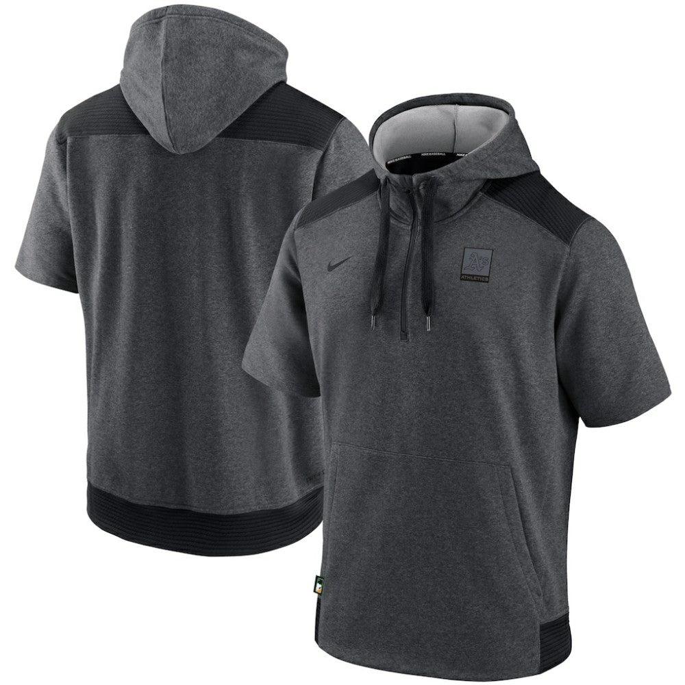 Athletics Nike Authentic Collection Dry Flux Performance Quarter-Zip Short Sleeve Hoodie - Heathered Charcoal/Black Hoodies