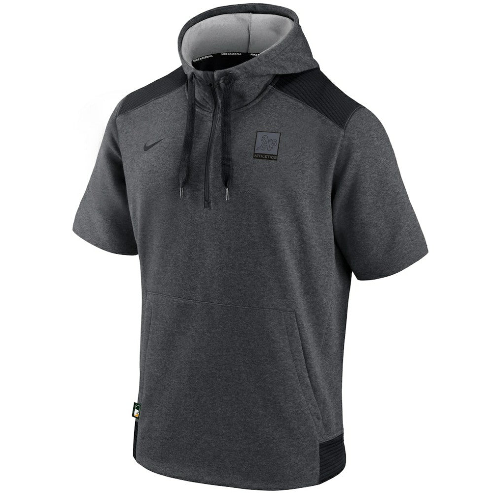 Athletics Nike Authentic Collection Dry Flux Performance Quarter-Zip Short Sleeve Hoodie - Heathered Charcoal/Black Hoodies