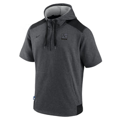 Kansas City Royals Nike Authentic Collection Dry Flux Performance Quarter-Zip Short Sleeve Hoodie - Heathered Charcoal/Black Hoodies