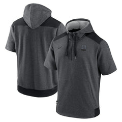 Chicago White Sox Nike Authentic Collection Dry Flux Performance Quarter-Zip Short Sleeve Hoodie - Heathered Charcoal/Black Hoodies