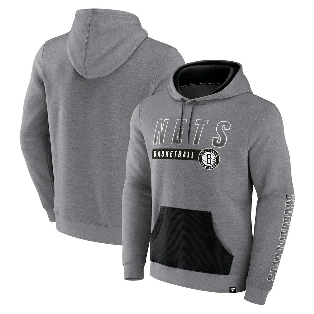 Brooklyn Nets Off The Bench Color Block Pullover Hoodie Heathered Gray