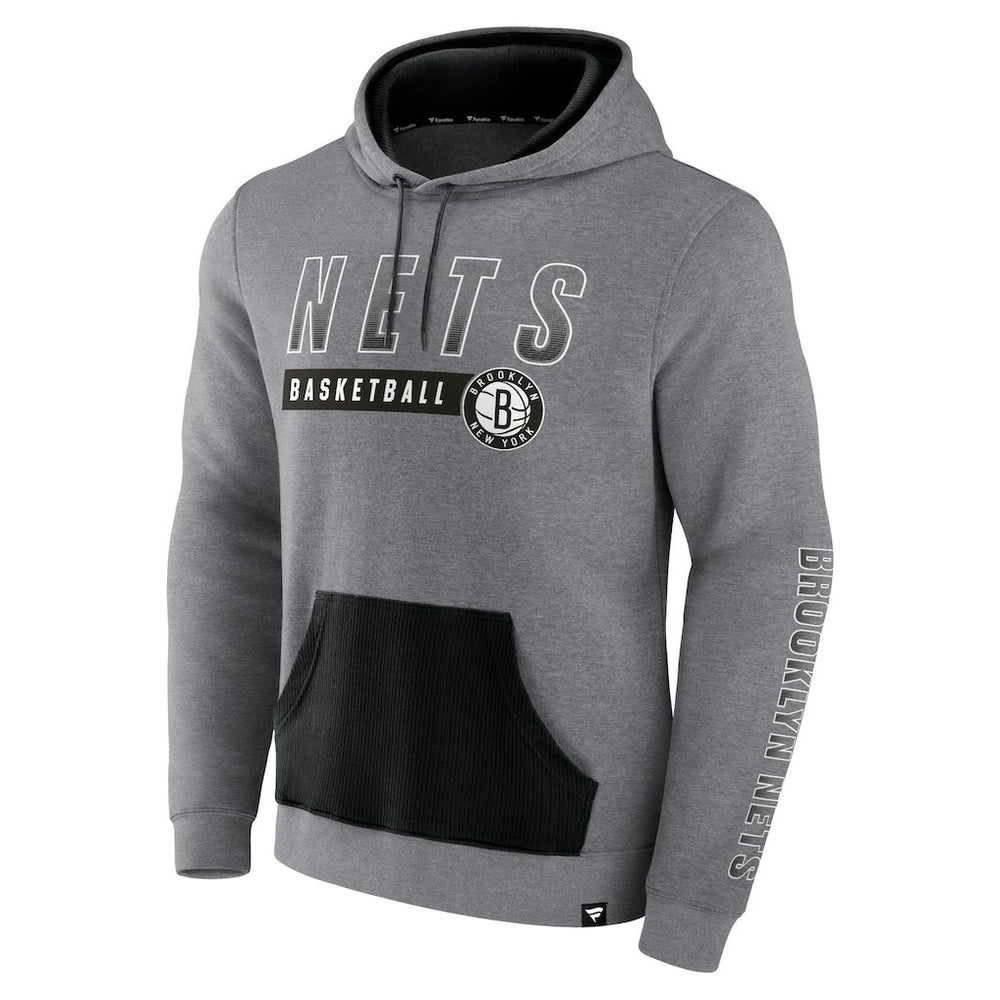 Brooklyn Nets Off The Bench Color Block Pullover Hoodie Heathered Gray