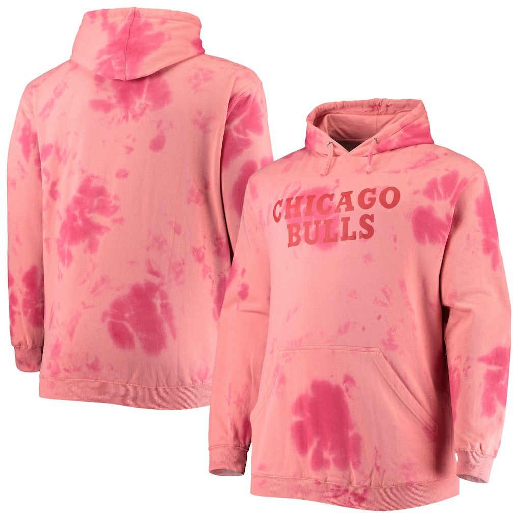 Chicago Bulls Big & Tall Wordmark Cloud Dye Pullover Hoodie Red