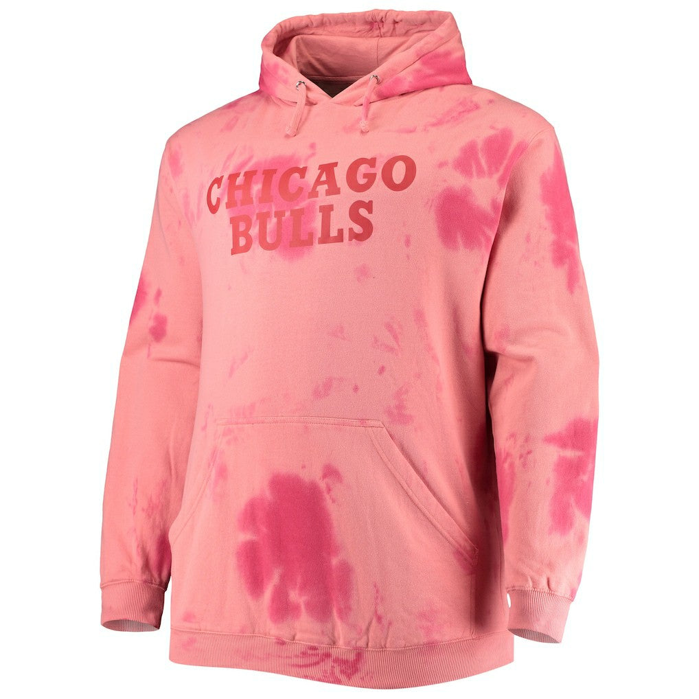 Chicago Bulls Big & Tall Wordmark Cloud Dye Pullover Hoodie Red