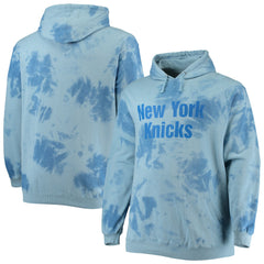 New York Knicks Big & Tall Wordmark Cloud Dye Pullover Hoodie Blue