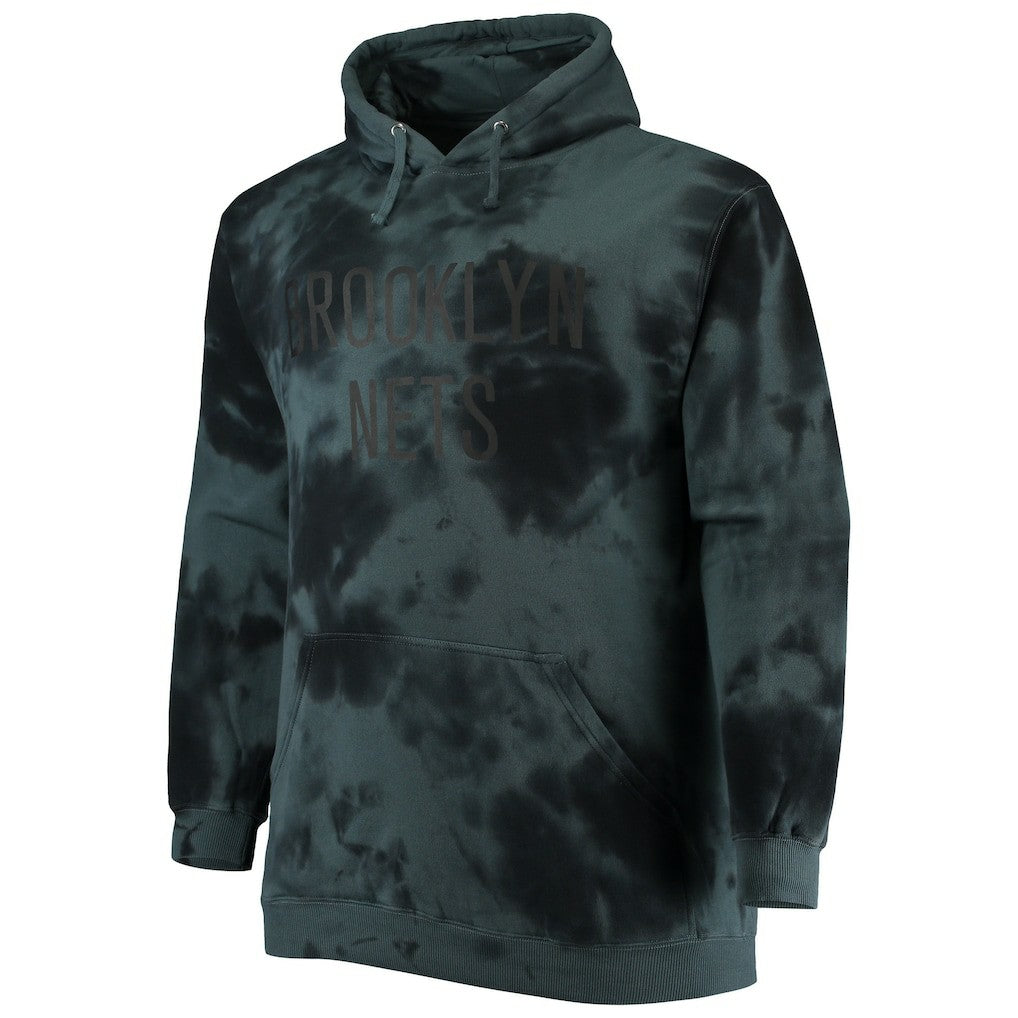 Brooklyn Nets Big & Tall Wordmark Cloud Dye Pullover Hoodie Black