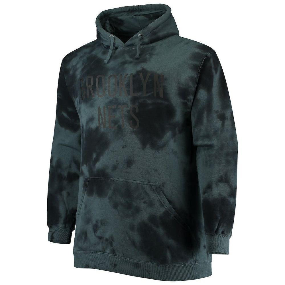 Brooklyn Nets Big & Tall Wordmark Cloud Dye Pullover Hoodie Black