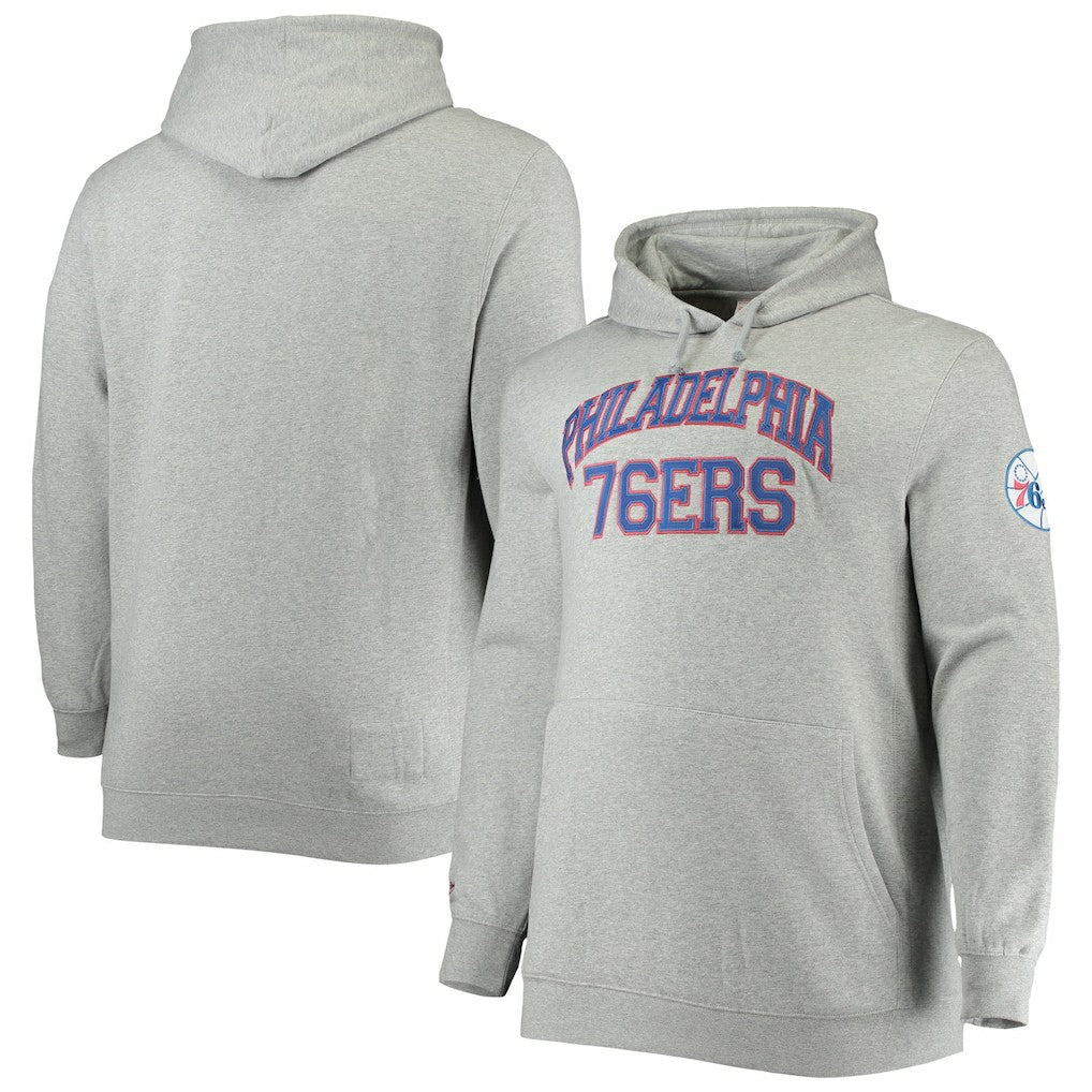 Philadelphia 76ers Hardwood Classics Big & Tall Throwback Pullover Hoodie Heathered Gray