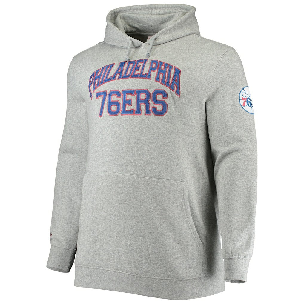 Philadelphia 76ers Hardwood Classics Big & Tall Throwback Pullover Hoodie Heathered Gray