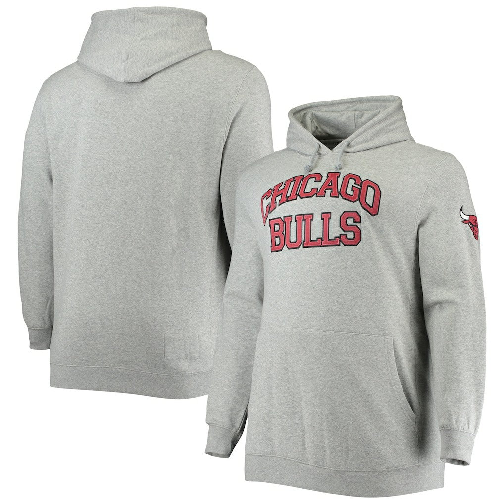 Chicago Bulls Hardwood Classics Big & Tall Throwback Pullover Hoodie Heathered Gray