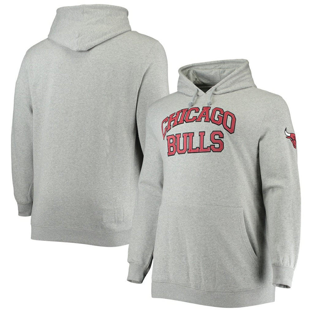 Chicago Bulls Hardwood Classics Big & Tall Throwback Pullover Hoodie Heathered Gray