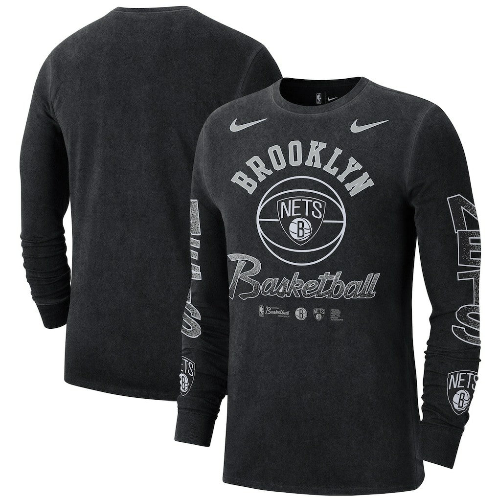 Brooklyn Nets Courtside Retro Elevated Long Sleeve T-Shirt Black
