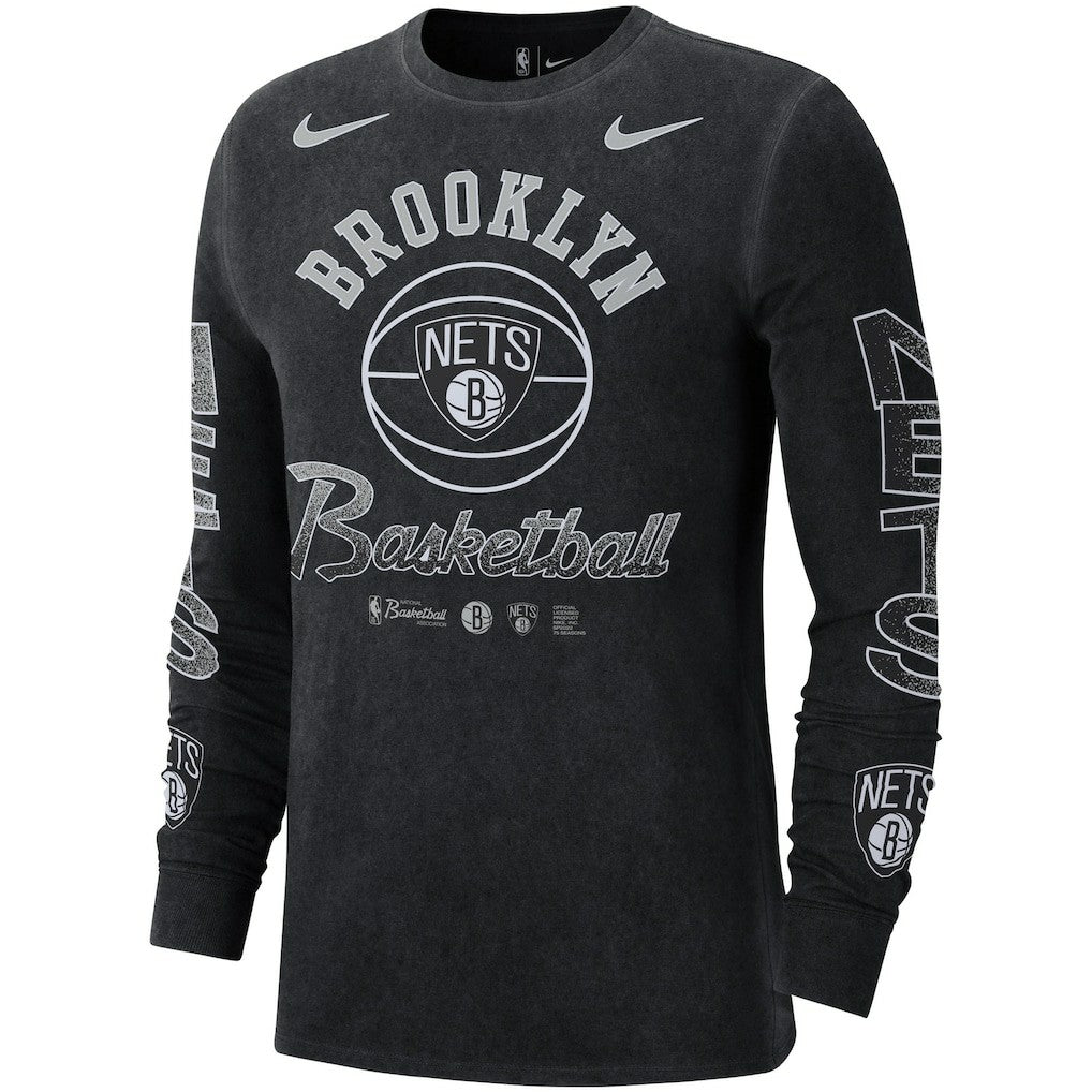 Brooklyn Nets Courtside Retro Elevated Long Sleeve T-Shirt Black