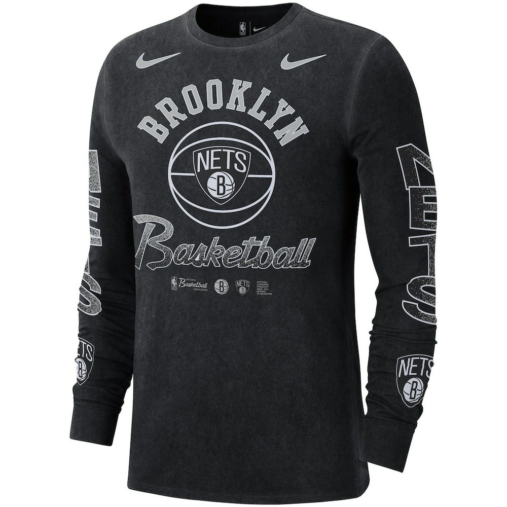 Brooklyn Nets Courtside Retro Elevated Long Sleeve T-Shirt Black