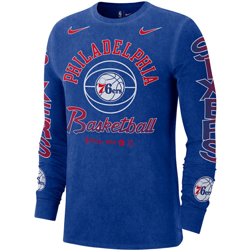 Philadelphia 76ers Courtside Retro Elevated Long Sleeve T-Shirt Royal