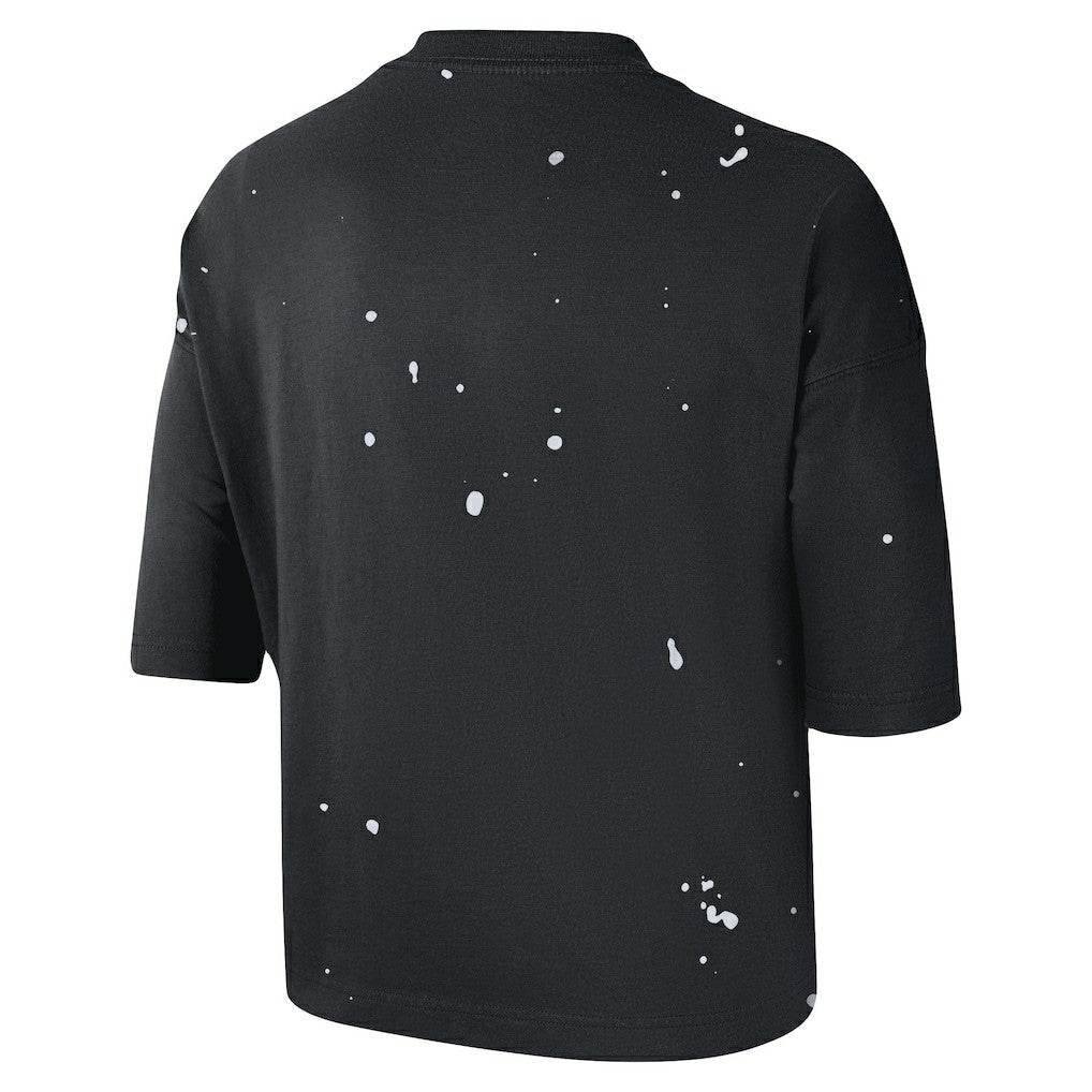 Brooklyn Nets Women's Courtside Splatter Cropped T-Shirt Black