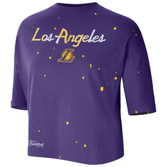 Los Angeles Lakers Women's Courtside Splatter Cropped T-Shirt Purple
